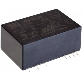 Toiteadapter/inverter Mean Well IRM-03-15S, 3 W, sisend 85–305 V, väljund 15 V, RoHS, 24×37×16 mm