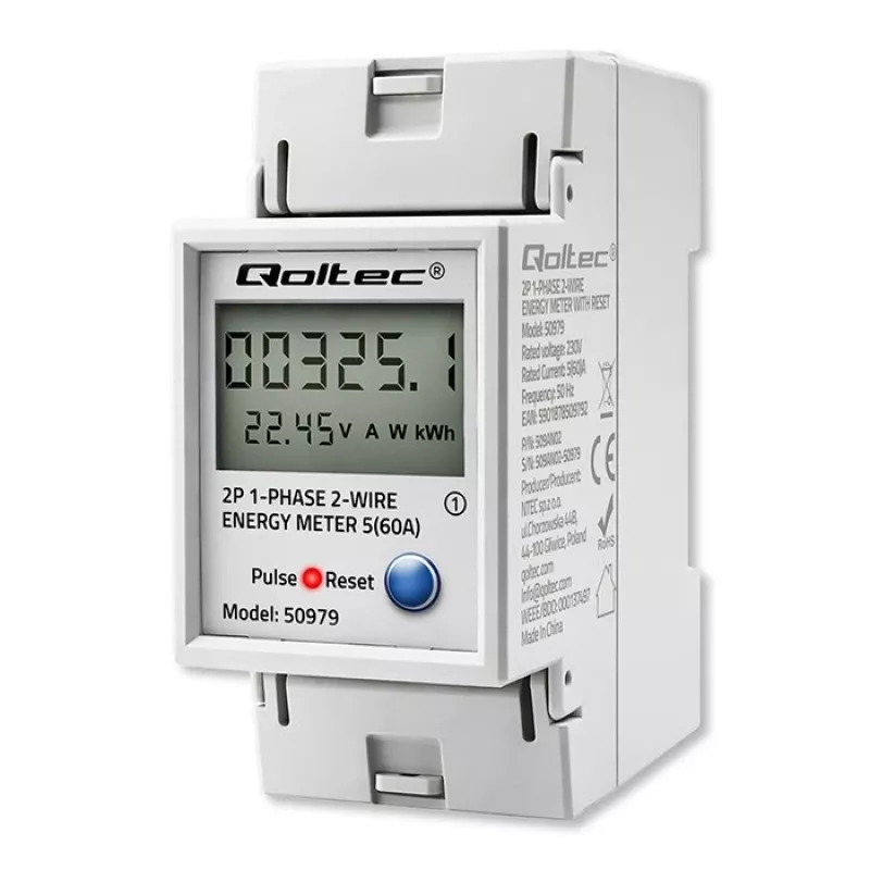 Energiaarvesti QOLTEC Ühefaasiline DIN-liistule 230V (MPN 50979)