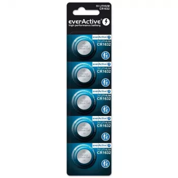 Patarei everActive CR1632 liitium ühekordne nööpelement 3 V — 5 tk, 16 mm × 3,2 mm