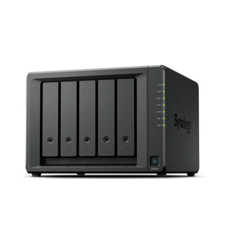 Kettamassiiv Synology DX525 lauaarvuti laiendusseade 5 pesa 3.5-tollistele HDD/SSD-le, SATA, kuumvahetus, must