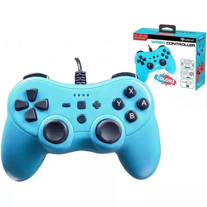 Juhtmega kontroller SUBSONIC SA5488-1 Neoonsinine — Nintendo Switchile, juhtmega ühendus