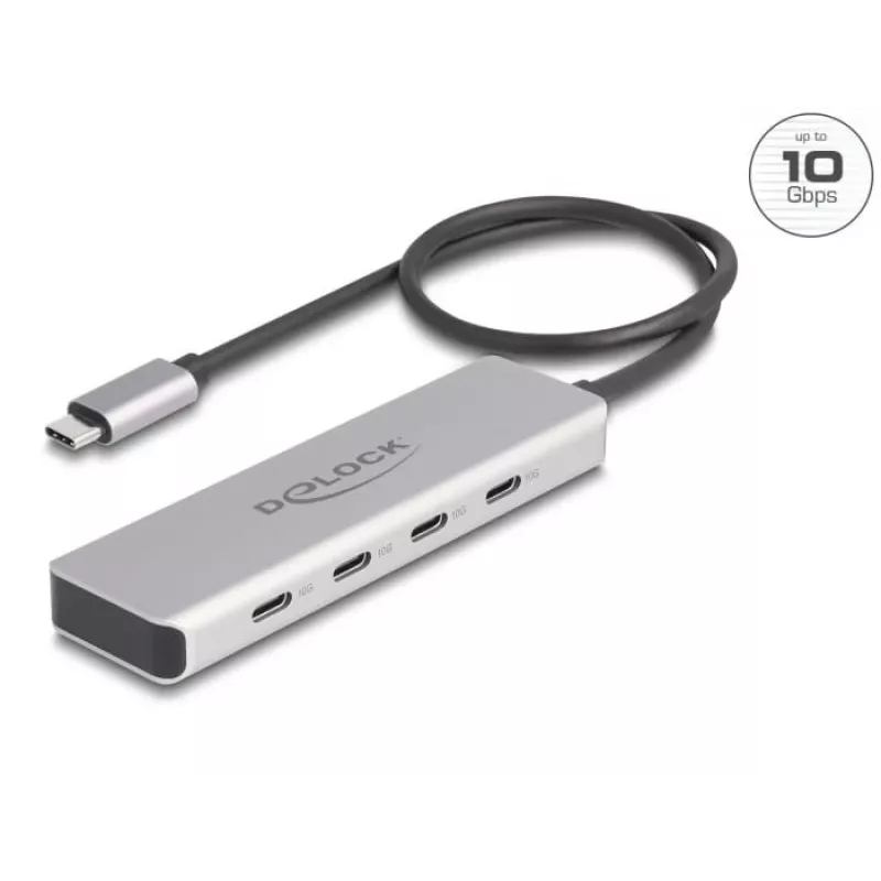 DeLOCK USB USB-C jaotur 10 Gbps 4 porti, alumiiniumist, hall