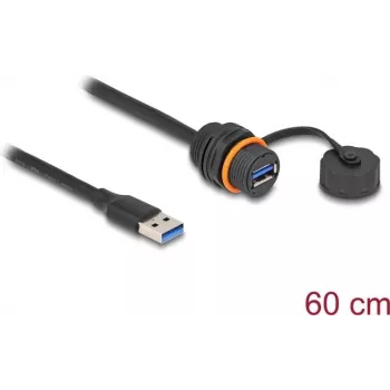 DeLOCK USB-kaabel USB Type-A-pistik emasele 5 Gbps 60 cm must IP68
