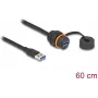 DeLOCK USB-kaabel USB Type-A-pistik emasele 5 Gbps 60 cm must IP68