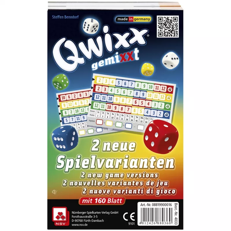 Qwixx Mixed Extra Score Pads Täringumäng