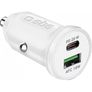 SBS auto laadija 12/24V 1x Type C PD+ USB 2,1 A valge