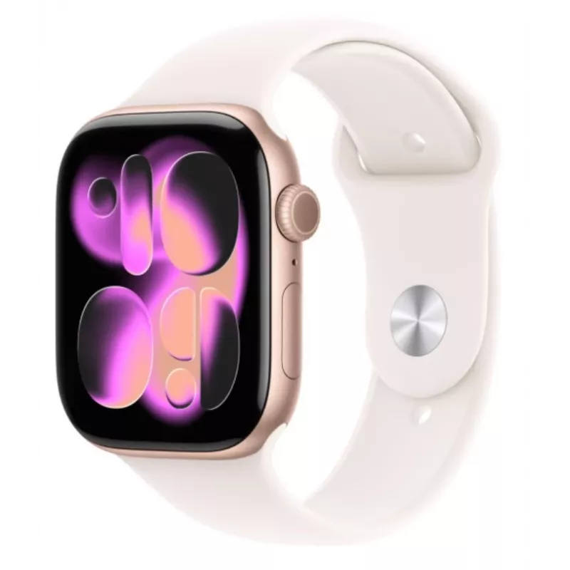 Apple Watch Series 11 GPS 46mm roosakuldne alumiiniumkorpus heleroosa sportrihmaga S/M