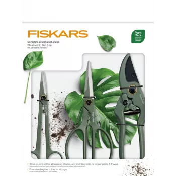 Fiskars taimede hoolduskomplekt 3 tk 1075317 — käsikühvel, istutuslabidas ja kultivaator poti- ja aiataimedele