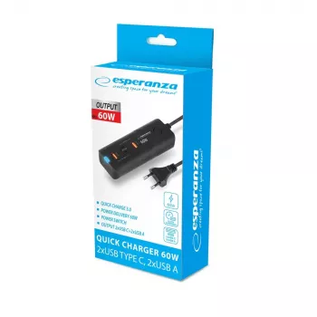 Esperanza EZC109 mobiilseadme laadija Universaalne Must AC Kiirlaadimine Siseruumides