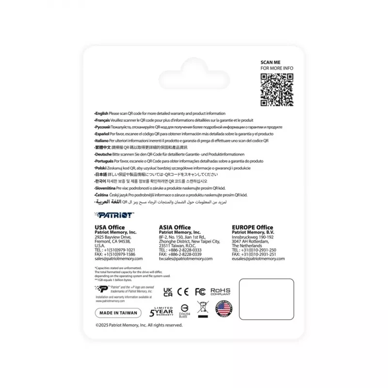Solid State Drive PATRIOT P410 1 TB M.2 NVMe, 5 Gbit/s, 1000 GB