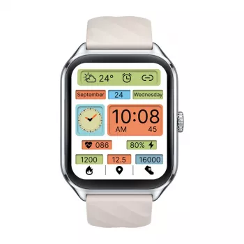 Zeblaze GTS 4 nutikell — 1,94-tolline (4,93 cm) AMOLED 466×466 px, puuteekraan, Wi‑Fi, metallkest, silikoonrihm (valge)