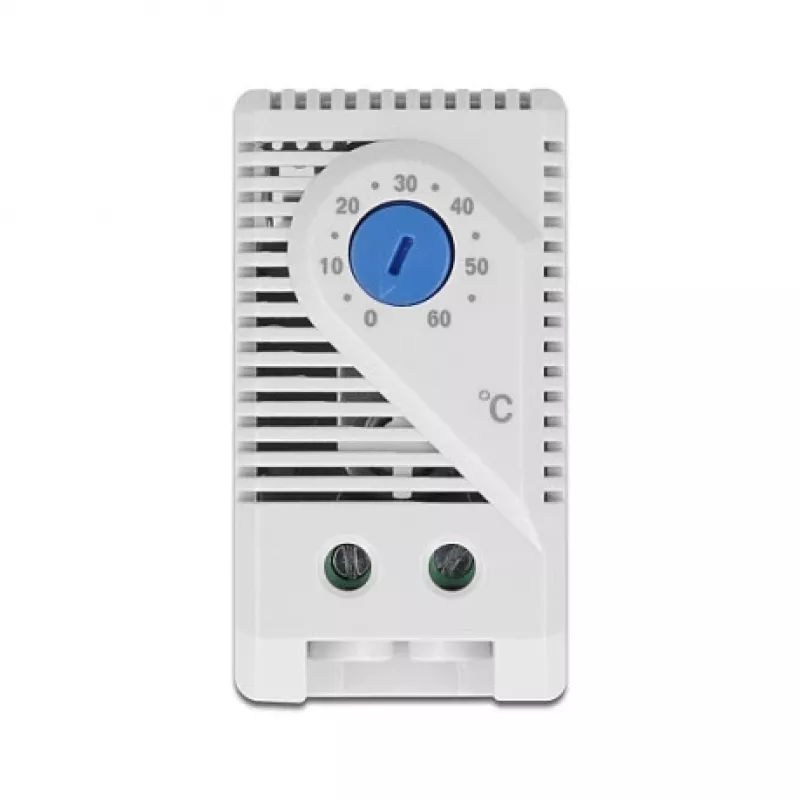 Termostaat DELOCK 66823, plastkorpus IP20, 30 W, 250 V, 10 A, 43×60×33 mm, sinine/hall