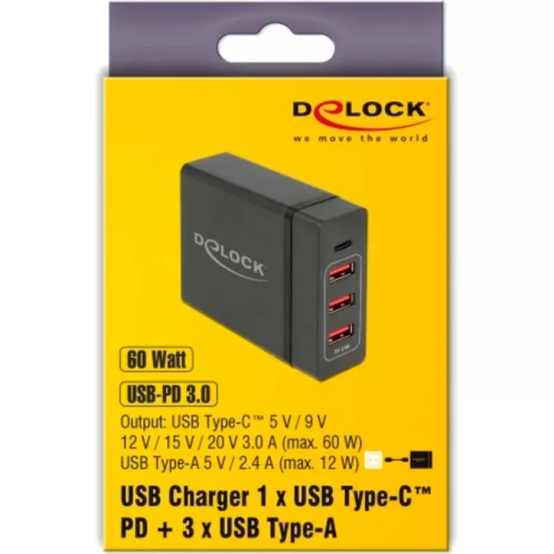DeLOCK USB seinahoidja laadija 63974 Universal Must AC Indoor