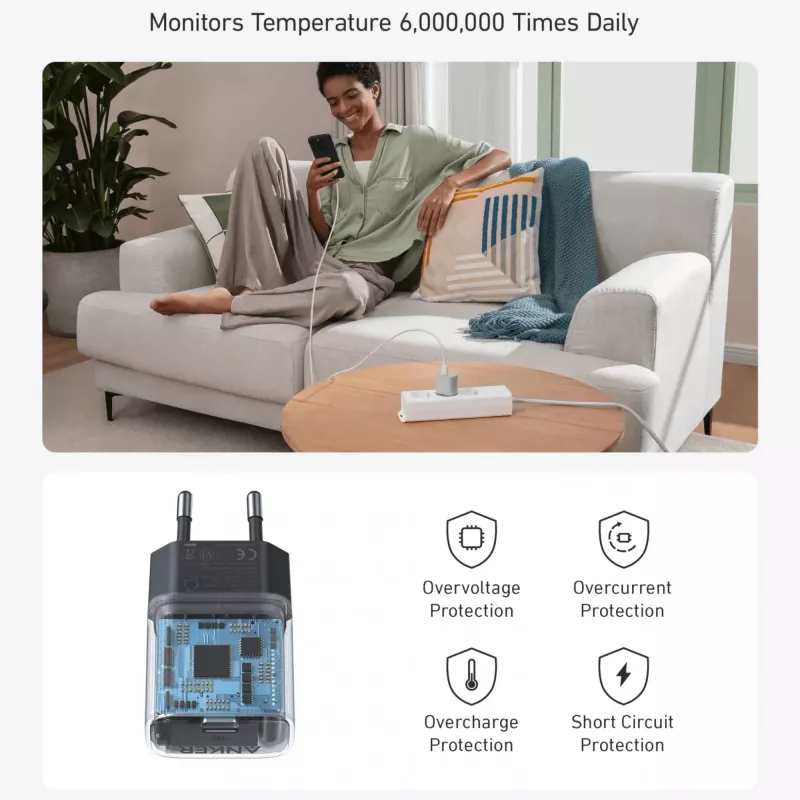 Siselaadija Anker 511 Nano A2337G11 — 30 W USB-C, must