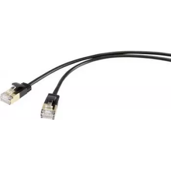 Renkforce RJ45 RF-4538188 võrgukaabel, patch-kaabel CAT 8.1 F/FTP 1,00 m must üliõhuke, kullatud pistikukontaktid (RF-4538188)