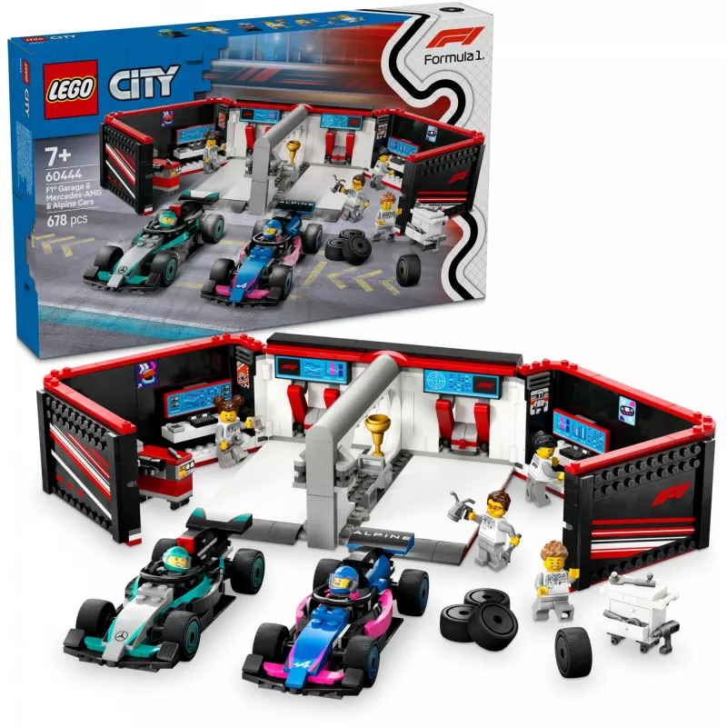 LEGO CITY 60444 F1 Garaaž ning Mercedes-AMG ja Alpine autod