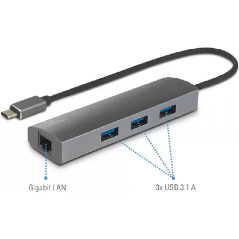 Renkforce RF-3374952 liidesejaotur USB 2.0 USB-C 1000 Mbit/s must - hall (RF-3374952)