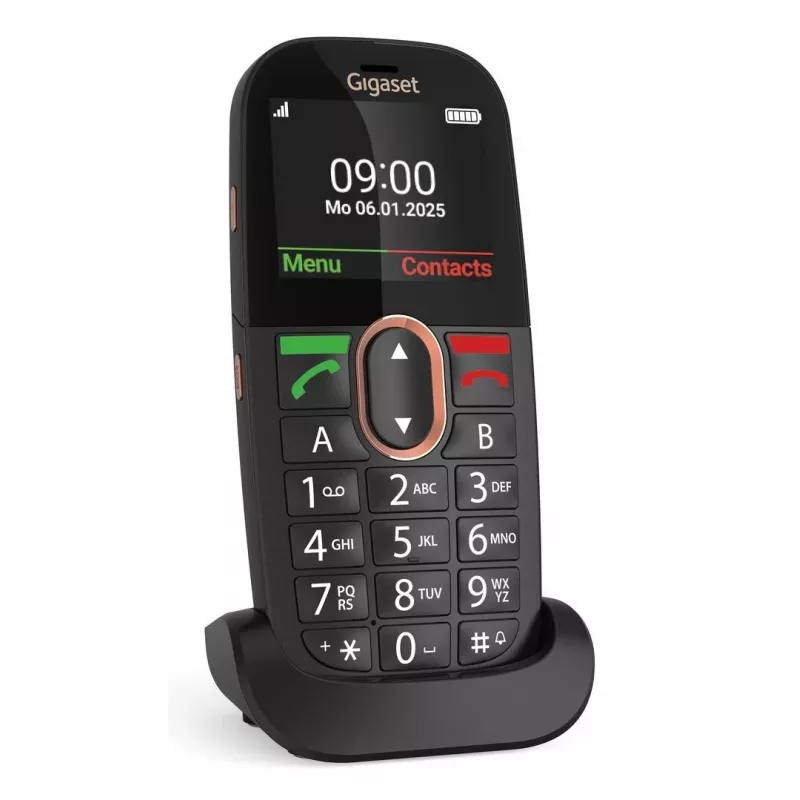 Senior mobiiltelefon Gigaset GL695 — 2,31-tolline (5,87 cm) ekraan, 240×320, üks SIM, 4G, 2 MP kaamera, 1400 mAh, must