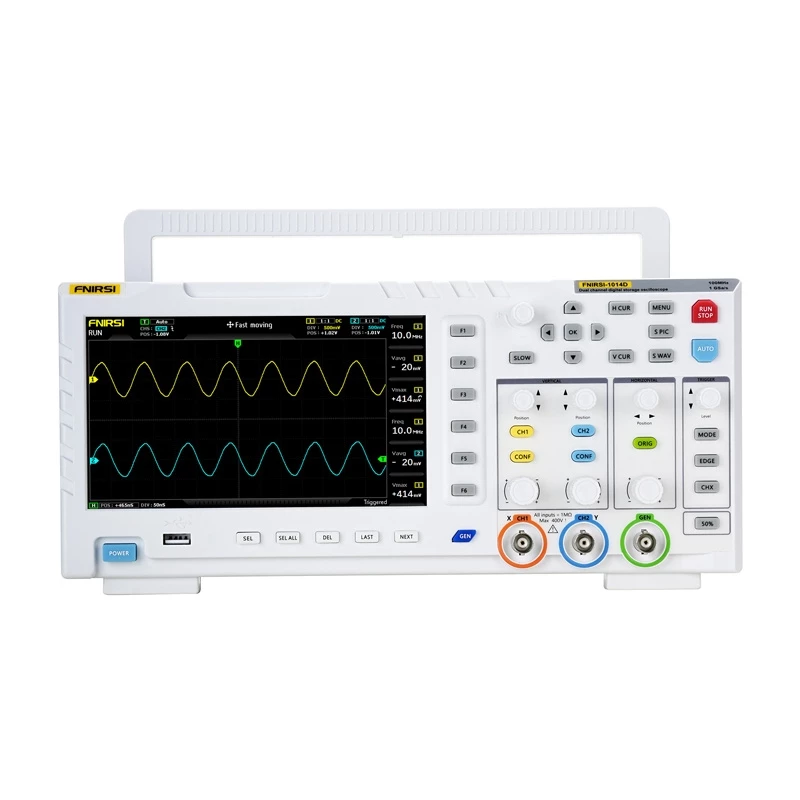 Ostsilloskoop-signaaligeneraator Fnirsi 1014D 2-ühes — 100 MHz ribalaius, 1 GS/s diskreetimissagedus