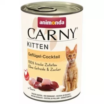 Märg kassitoit animonda Carny Kitten Cocktail linnulihaga 400 g purk, niiskus 80%, valk 10,5%