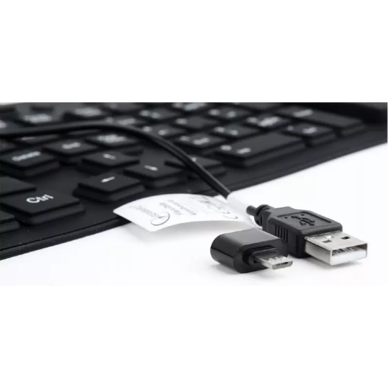 Silikoonklaviatuur USB+PS/2 must