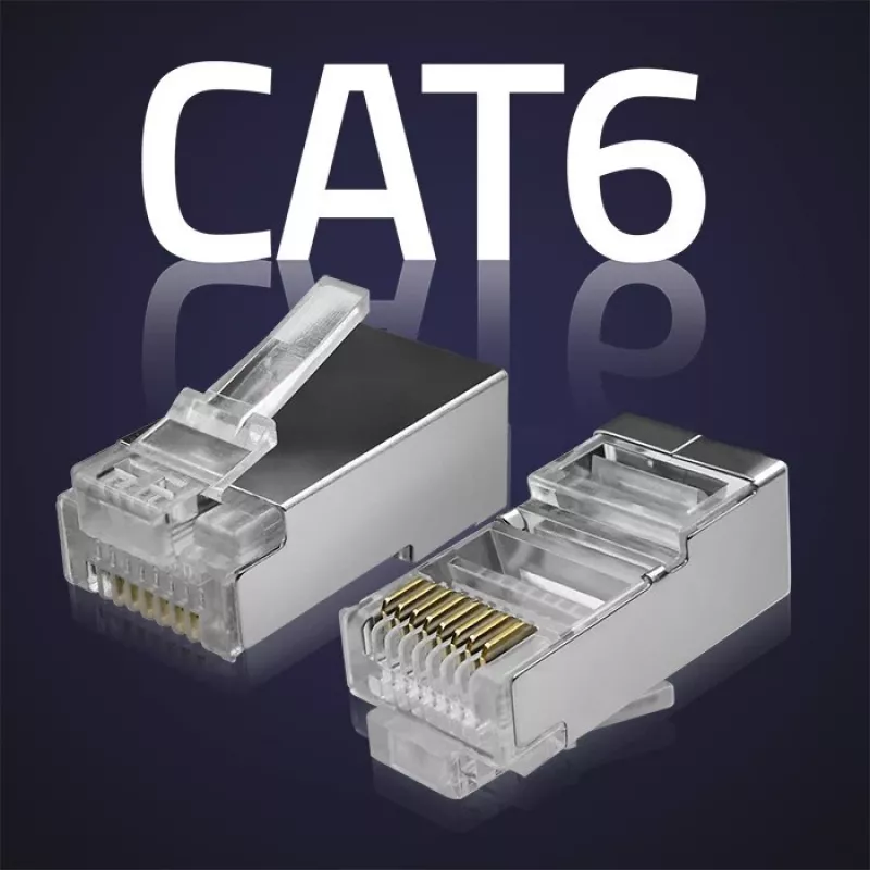 RJ45 modulaarpistik QOLTEC 54556 CAT6 FTP, hõbedane, 18×22×11 mm, 100 tk pakendis
