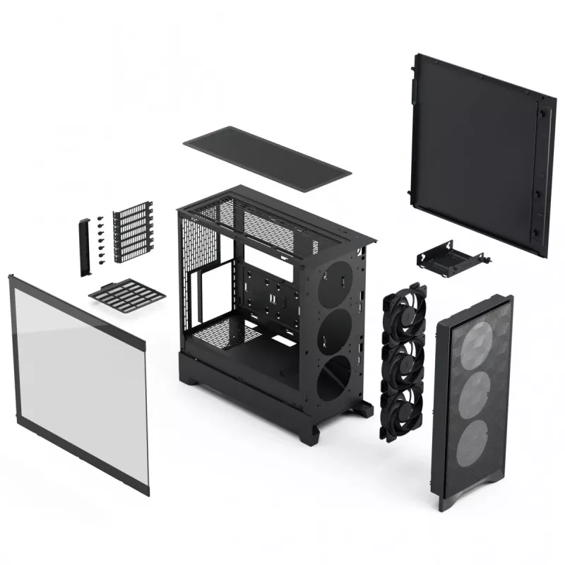 PC korpus Fractal Design Pop 2 Air Must TG Midi Tower — ATX, 3x 120 mm esiventilaatorit, toetab 2,5-tolliseid ja 3,5-tolliseid draive