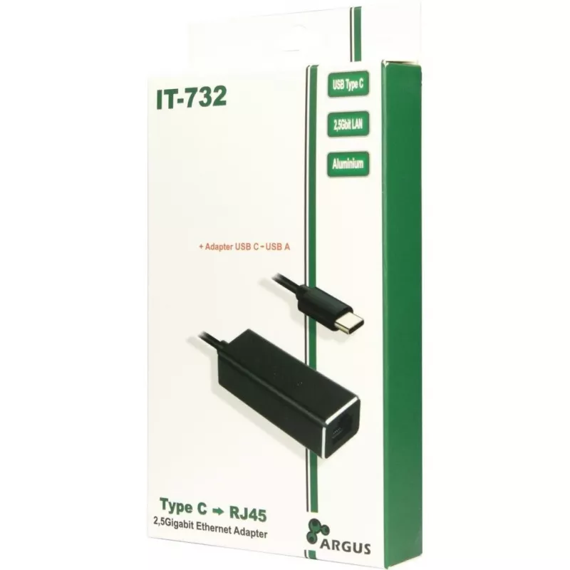 Etherneti adapter Inter-Tech IT-732 2500 Mbit/s USB USB-C juhtmega