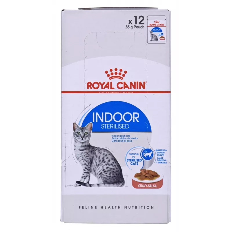 Märg kassitoit Royal Canin Indoor Sterilized 12 x 85 g — linnuliha, täiskasvanud steriliseeritud toakassid