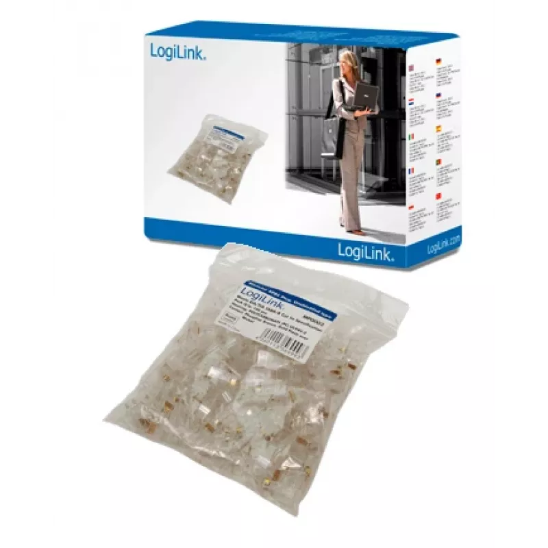 RJ-45 Wire Connector LOGILINK MP0002, CAT5e, läbipaistev, 100 tk pakend