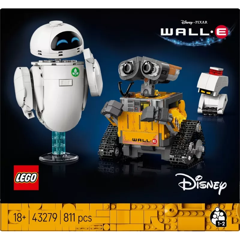 LEGO ehituskomplekt Disney Pixar WALL·E ja EVE 43279 — 811 tükki, 130 mm kõrgus, alates 18. eluaastast