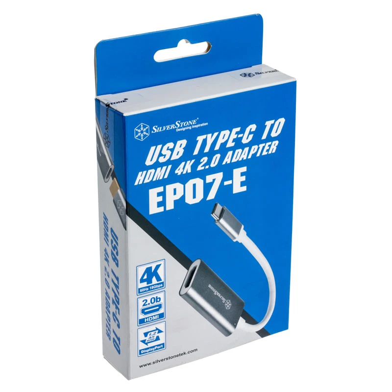 Adapter SILVERSTONE USB 3.1 USB-C to HDMI 2.0b SST-EP07C-E, video väljundadapter