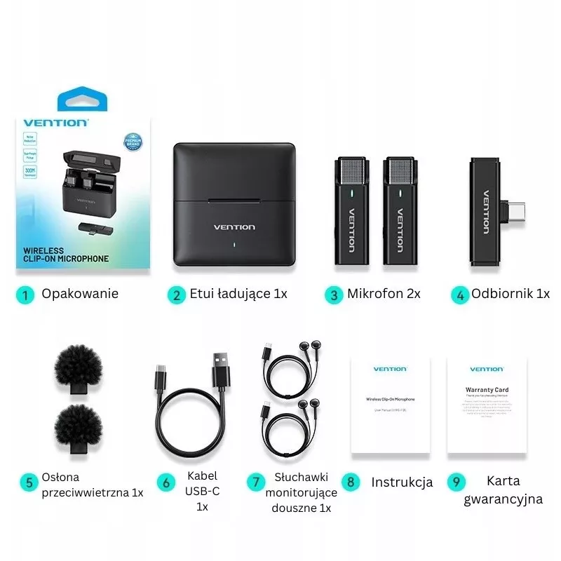 Kahe Ventioni USB-C mikrofoni komplekt + laadimisümbris