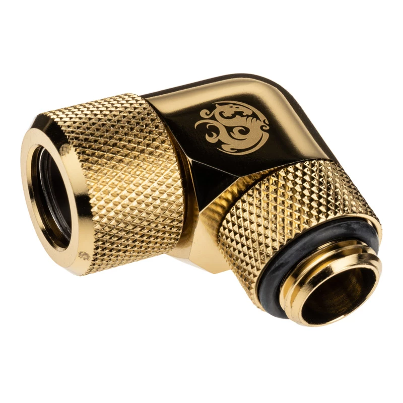 Bitspower Advanced Multi-Link Adapter Connector 90 kraadi G1/4 tolli AG kuni 12mm AD Hardtube - Pööratav, Messing