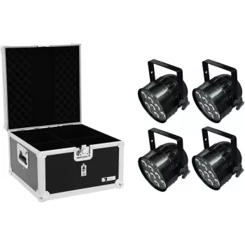 LED PAR valgusti EUROLITE PAR-56 QCL Short 4x koos EPS kohvriga — 4-in-1 QCL LED-id, PAR-56 vormitegur, kompaktne lühike korpus