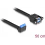 DeLOCK kaabel USB 5 Gbps pin-päis emane 90° nurga all kuni 2 x USB tüüp-A emane 50 cm