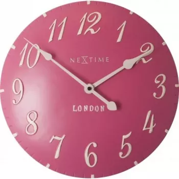 NeXtime klok 3084rz London Arabic, Ø34,5 cm, seinale, roosa/valge