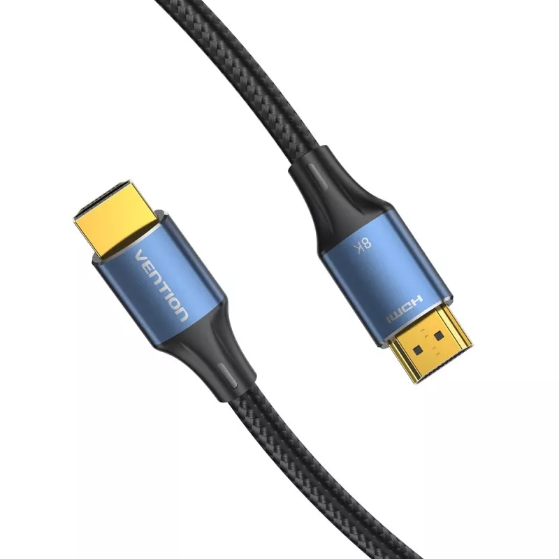 Vention puuvillase punutisega HDMI-A isane-isane HD kaabel 8K 5 m sinine alumiiniumisulamist tüüp