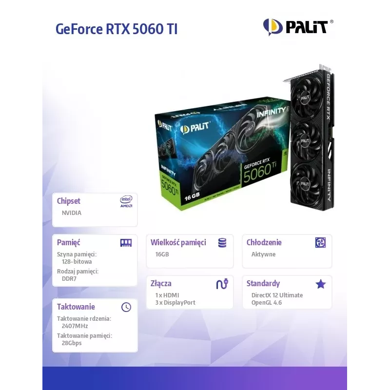 Graafikakaart Palit GeForce RTX 5060 Ti 16 GB GDDR7