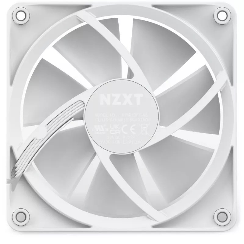 NZXT korpuse ventilaator F120 RGB 120 mm valge, 4-kontaktiline, 1800 p/min, 50,18 CFM, 18 LED-iga