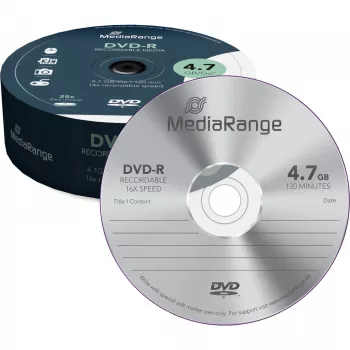 MediaRange - 25 x DVD-R - 4,7 GB (120 min) 16x - spindel (MR403)