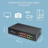 Ethernet PoE-lüliti QOLTEC 52296 — 4x RJ45 PoE-porti, 1x RJ45 üleslink