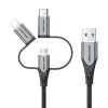 Vention USB 2.0 A isane 3-in-1 Micro-B&USB-C&Lightning isasele kaablile 1M Hall alumiiniumsulamist tüüp