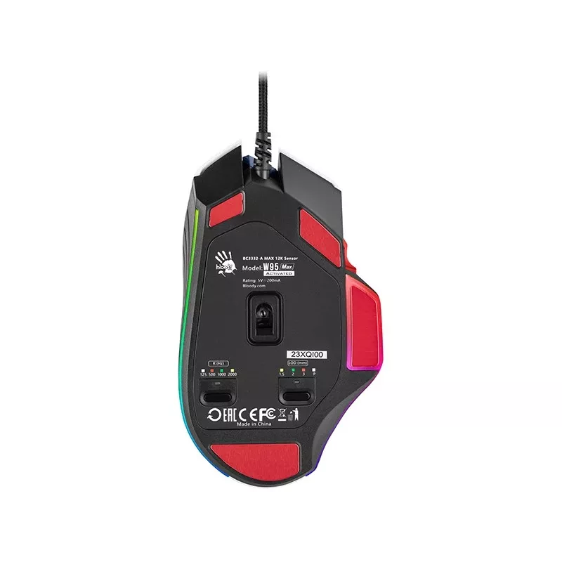 Mängurihiir A4Tech Bloody W95Max USB — paremakäeline, valge, 12000 DPI, 1 ms, 250 ips, 125/2000 Hz