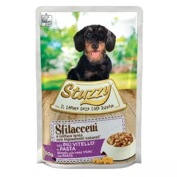 STUZZY Sfilaccetti vasikalihaga pastaga - märg koeratoit - 100 g