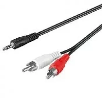 Wentronic Goobay 3,5 mm pistikupesa/RCA adapterkaabel HQ, must, 1 m - 3,5 mm pistik (3-kontaktiline, stereo) > 2x RCA pistik (heli vasak/parem) (51648)