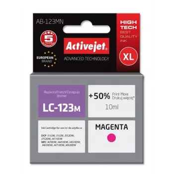 Activejet AB-123MN tint (asendus Brother LC123M/121M jaoks; Supreme; 10 ml; magenta)