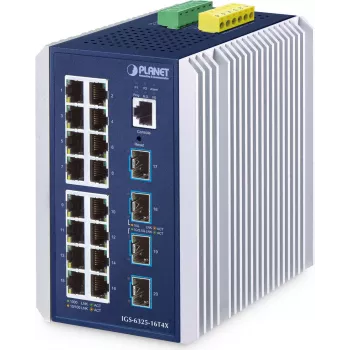 Hallatav kommutaator PLANET IP30 Industrial L3 16-Port Gigabit Ethernet