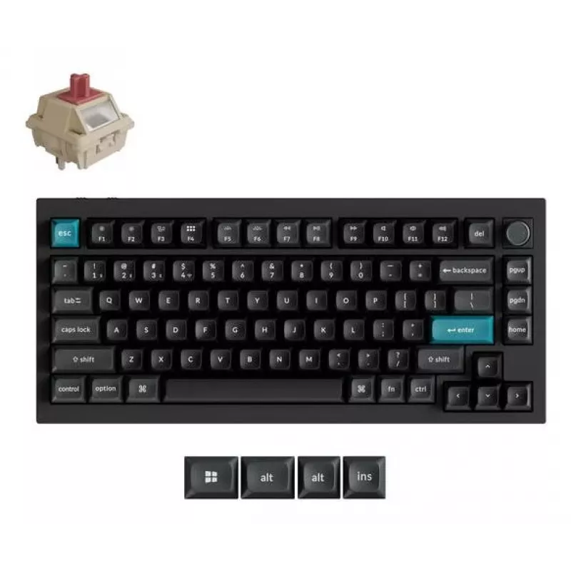 Mehaaniline klaviatuur Keychron Q1 Ultra 8K — 75% paigutus, USB + RF-juhtmevaba + Bluetooth, RGB, must