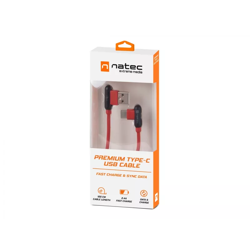 USB-kaabel NATEC NKA-1201 USB 2.0 1m USB A USB C Must Punane